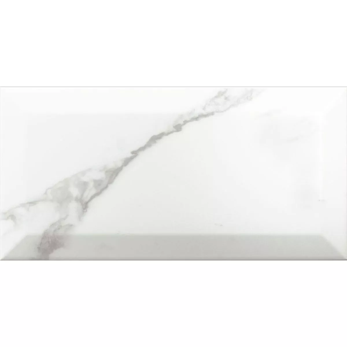 Metro Wandtegels Girona Marmerlook Met Facet Wit Mat 10x20cm Metro Wandtegels Girona Marmerlook Met Facet Wit Mat 10x20cm