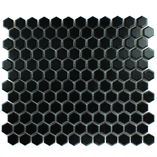 Mozaïektegel Keramiek Hexagon Zwart Mat H23