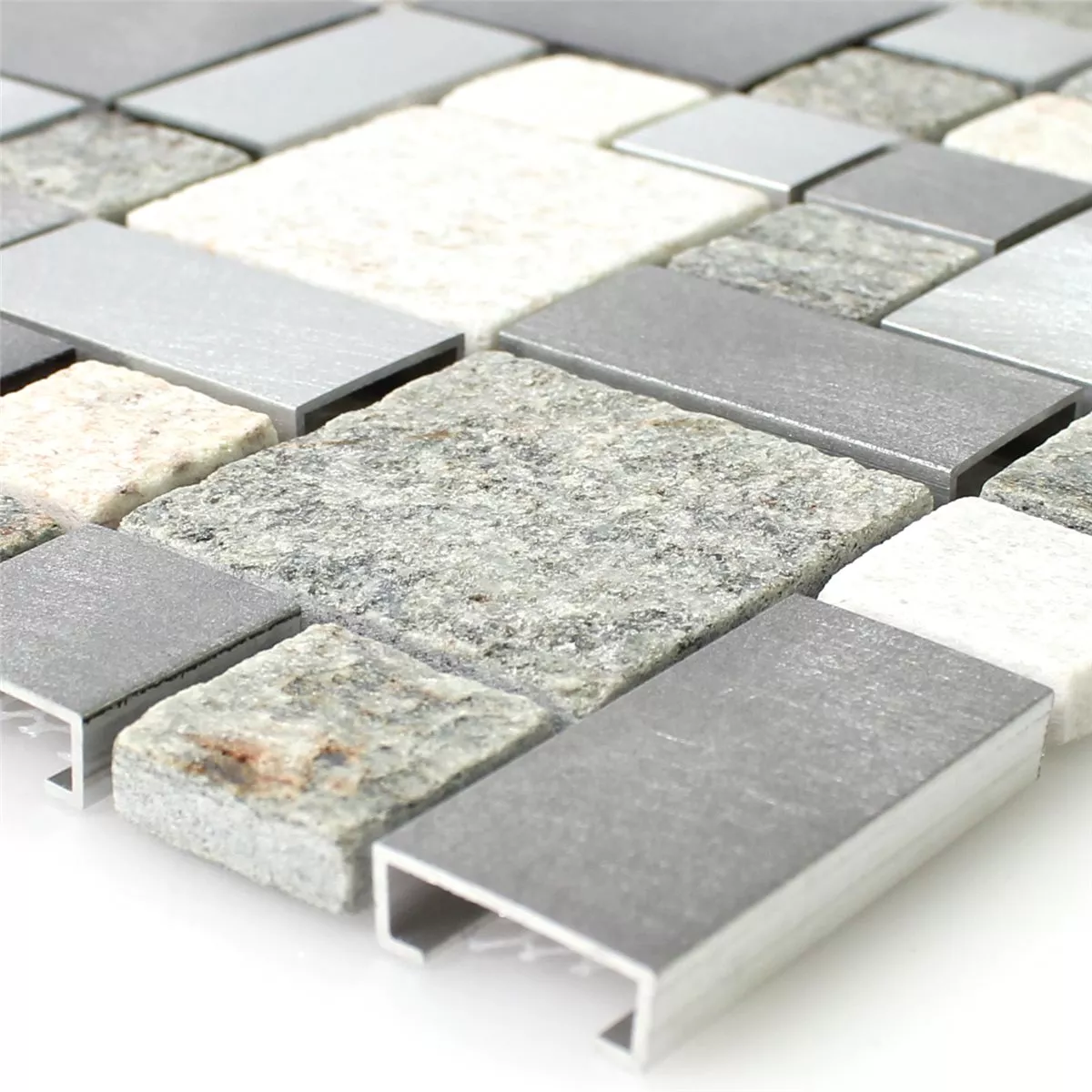 Sample Mozaïektegel Kwartsiet Aluminium Metaal Tegels Mix