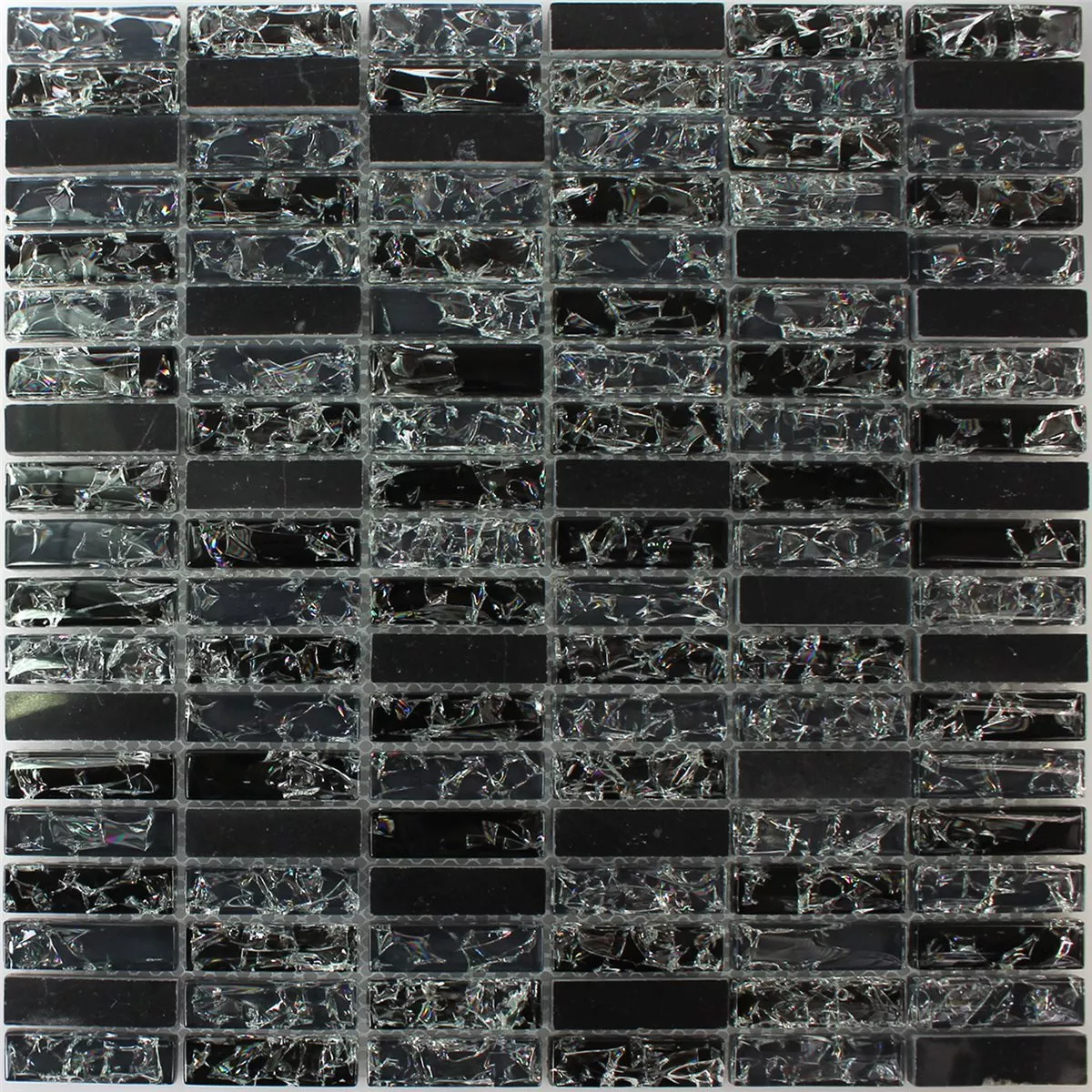 Mozaïektegel Glas Natuursteen Brick Gebroken Glas Zwart