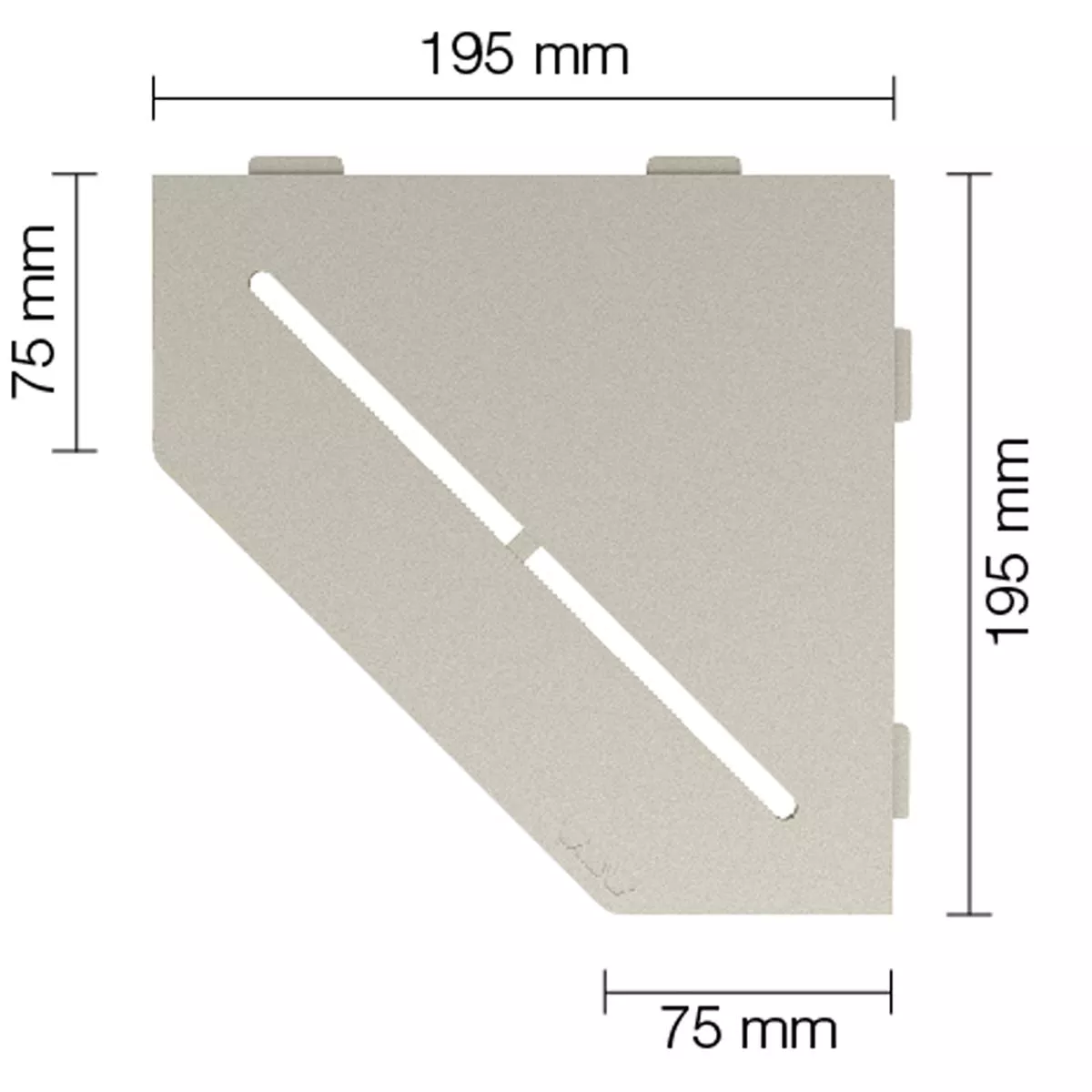 Wandplank doucheplank Schlüter 5eck 19,5x19,5cm Pure Cream