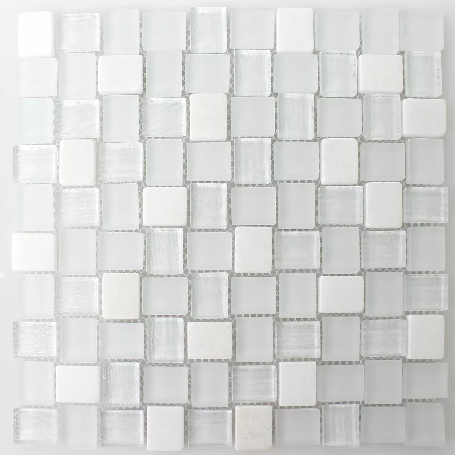 Sample Mozaïektegel Glas Natuursteen Wit