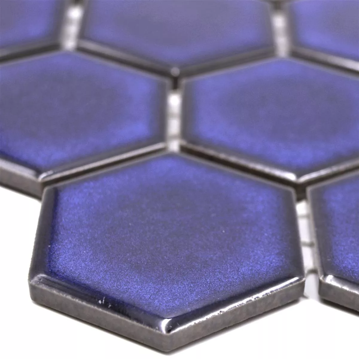 Sample van Keramiek Mozaïek Salomon Hexagon Kobalt Blauw H51