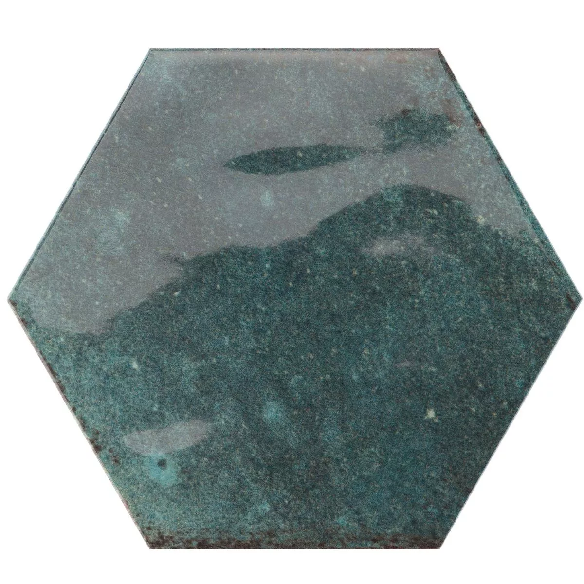 Wandtegels Arosa Glanzend Gegolfd Hexagon Blauw 17,3x15cm