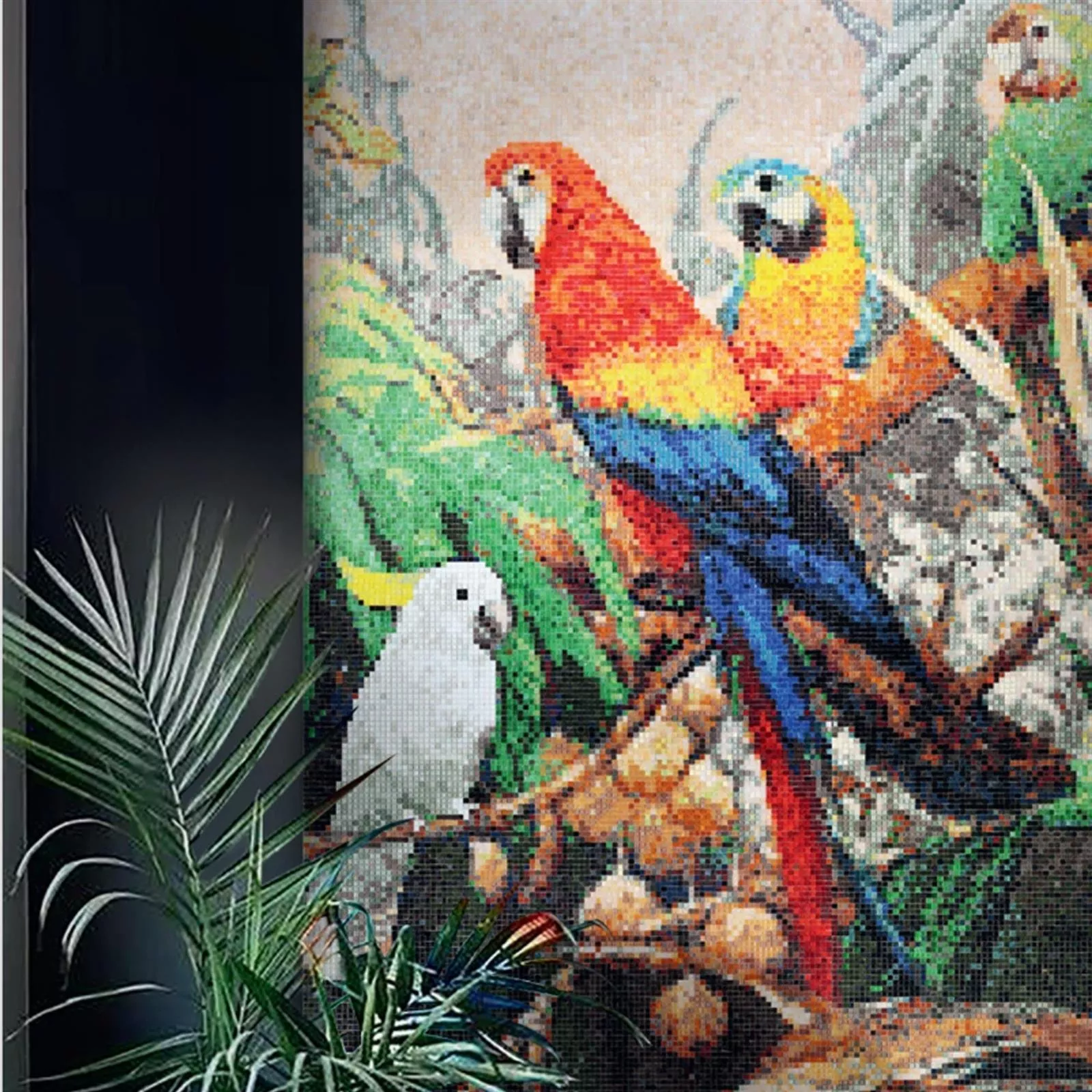 Glasmozaïek Beeld Parrots 150x326cm