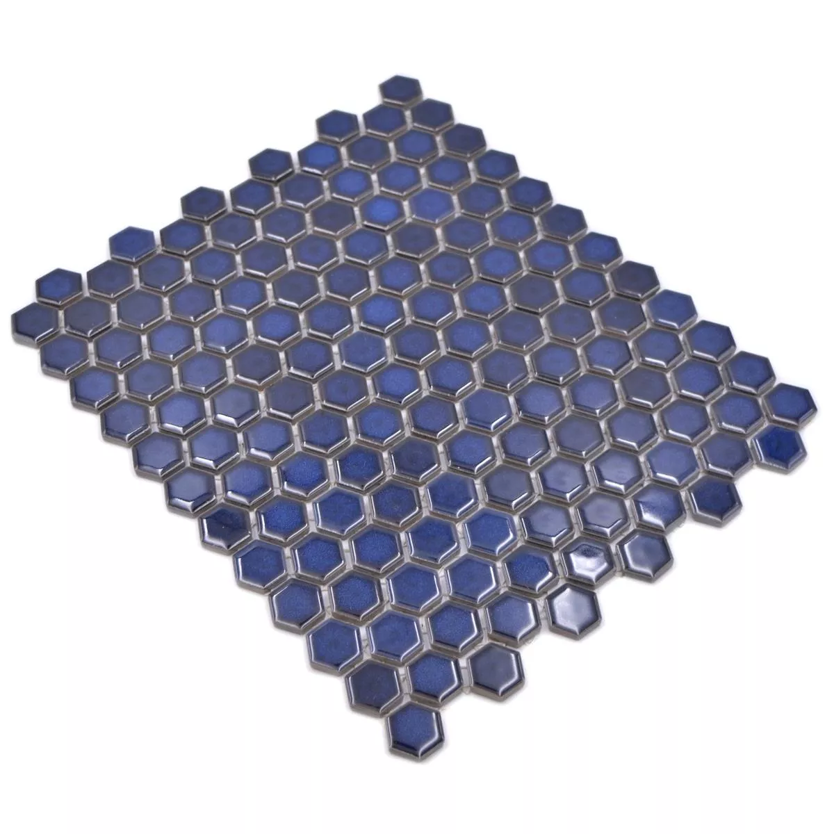 Sample van Keramiek Mozaïek Salomon Hexagon Kobalt Blauw H23