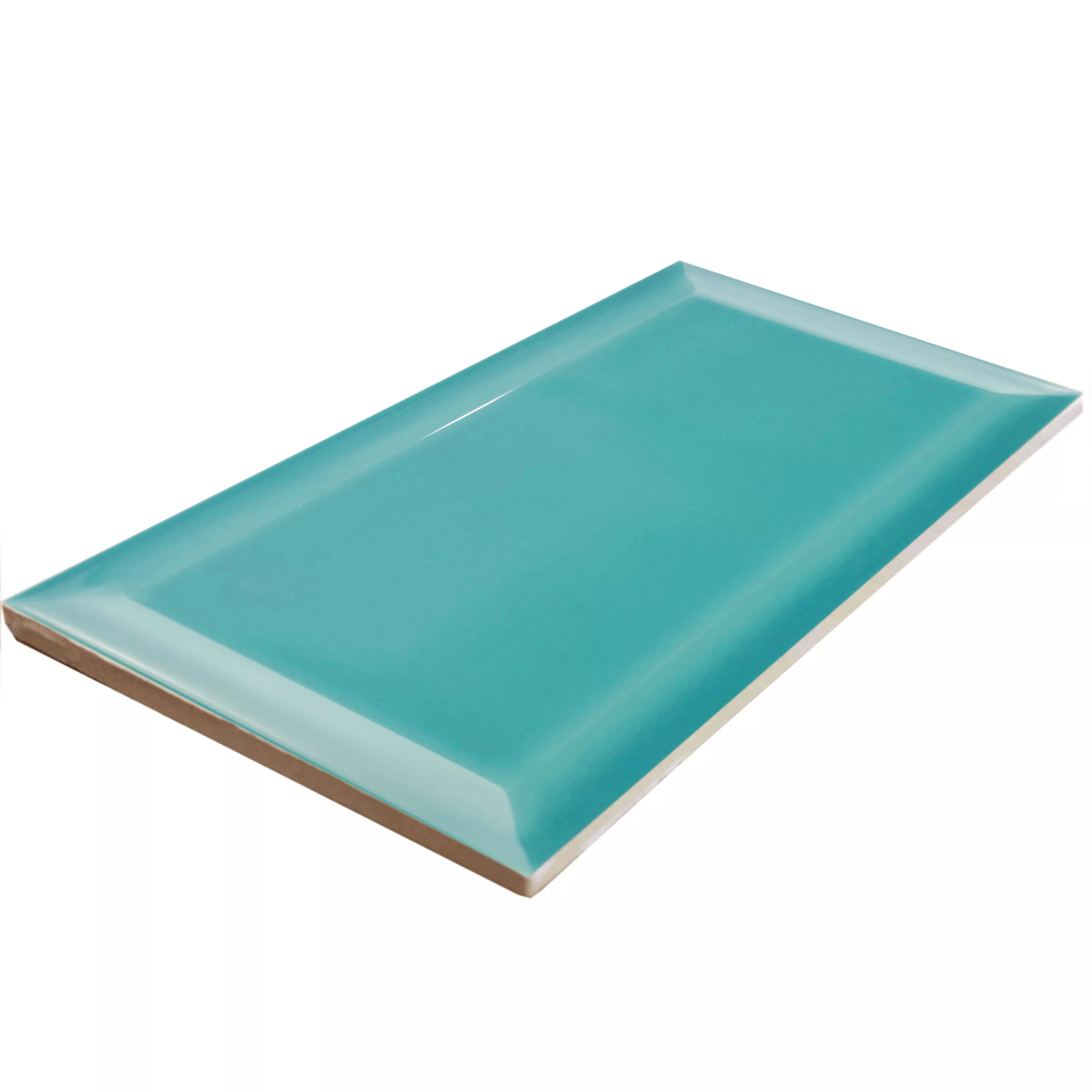 Metro Wandtegels Brussel Met Facet 10x20x0,7cm Azul Turquesa