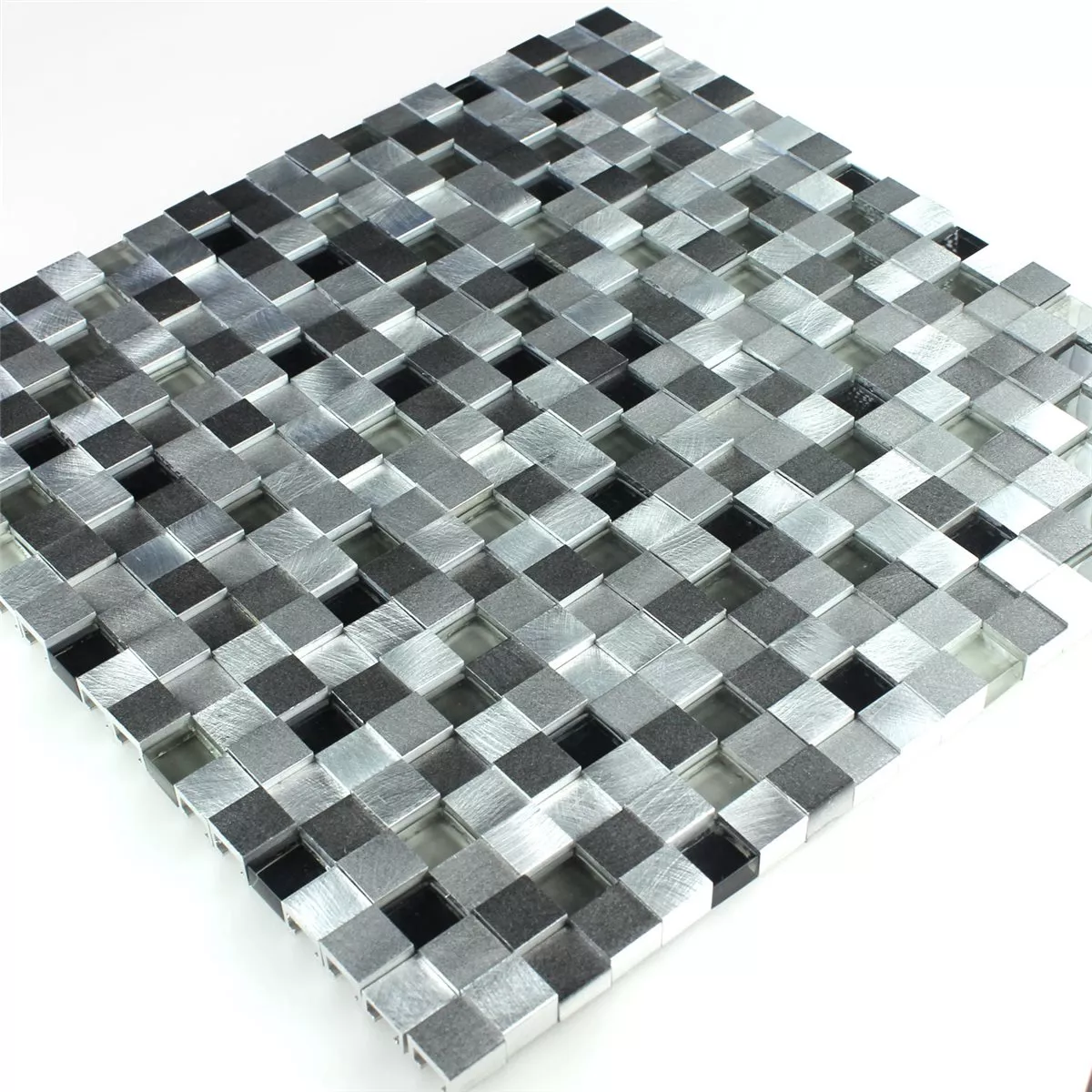 Sample Mozaïektegel Aluminium Glas D Design Black Mix