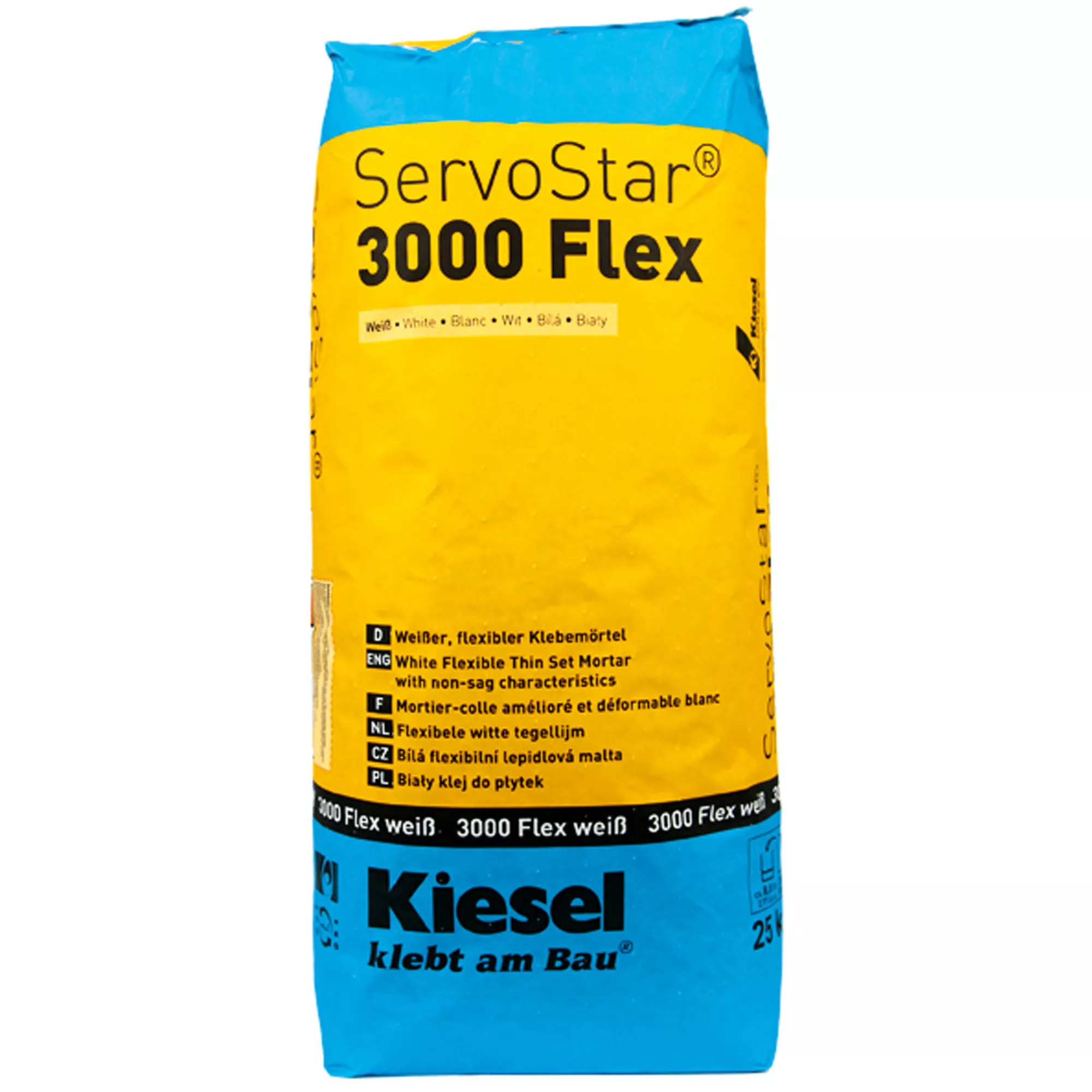 Kiesel Tegellijm Servostar 3000 - Witte, Flexibele Kleefmortel - Glasmozaïek (25Kg)
