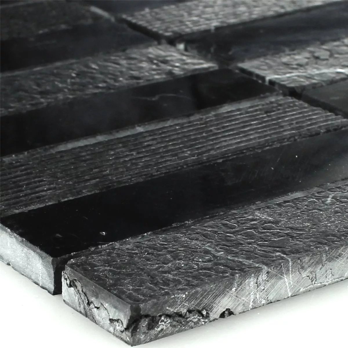 Sample Mozaïektegel Marmer Brick Gefreesd Glanzend Zwart