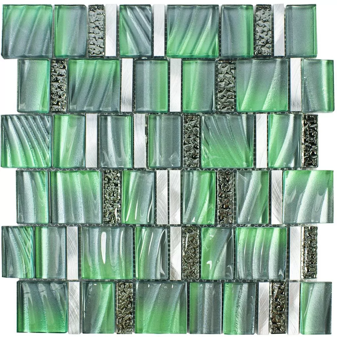 Sample Glas Metaal Mozaïektegel Union Groen Zilver