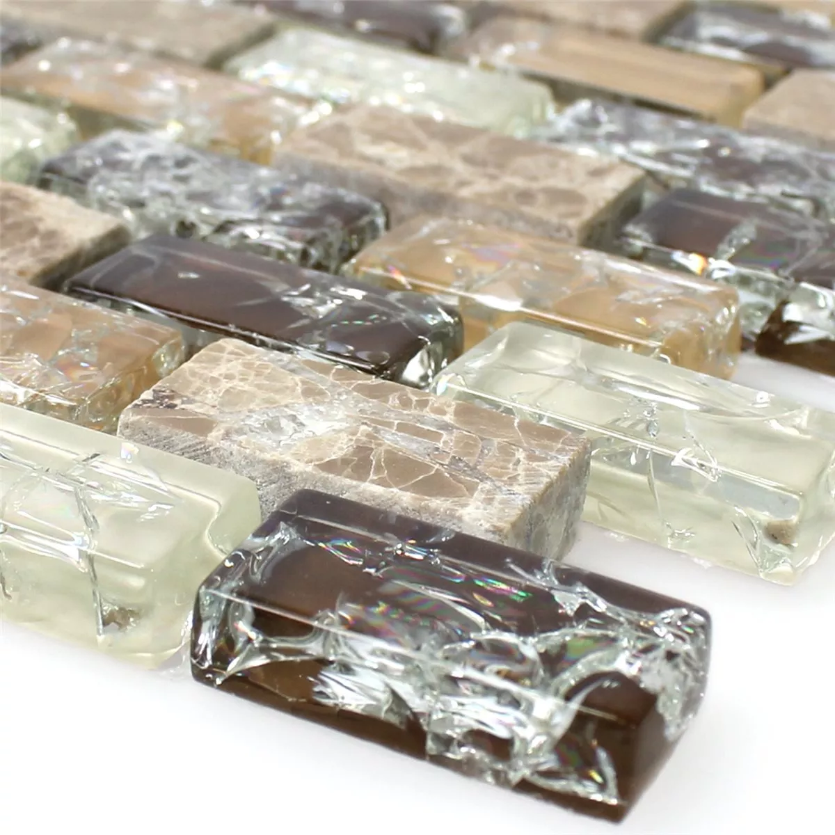 Sample Glasmozaïek Mit Natuursteen Gebroken Glas Bricks Emperador