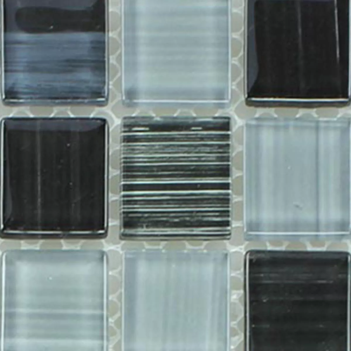 Sample Glasmozaïek Tegels Streep Zwart Wit 