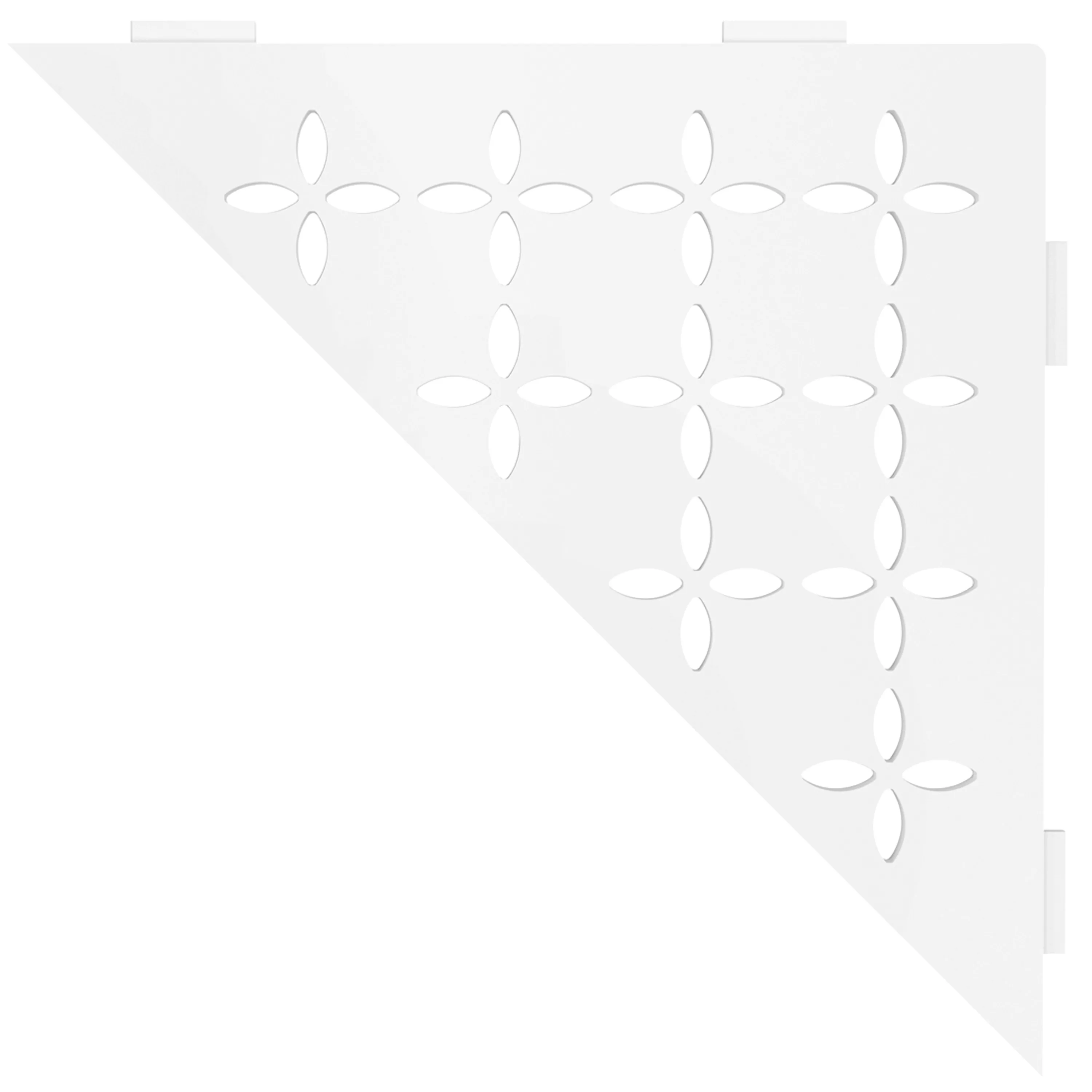 Wandplank doucheplank Schlüter driehoek 21x21cm bloemen wit