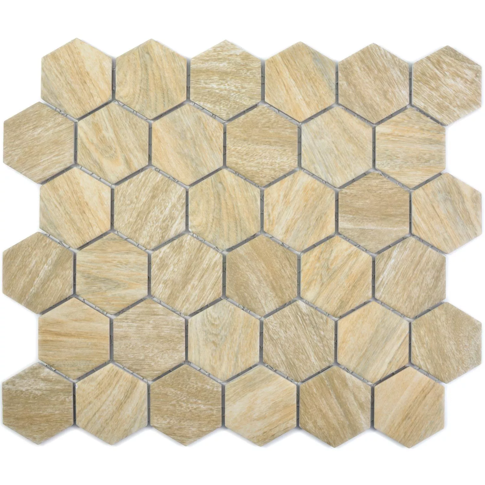 Sample Keramiek Mozaïek Duponti Hexagon Houtlook Beige