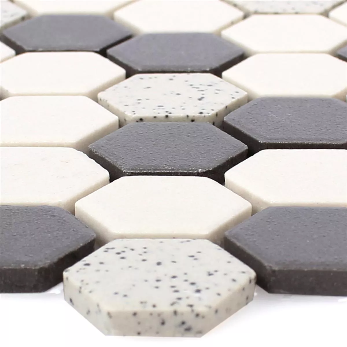 Keramiek Mozaïektegels Monforte Hexagon Zwart Grijs Keramiek Mozaïektegels Monforte Hexagon Zwart Grijs