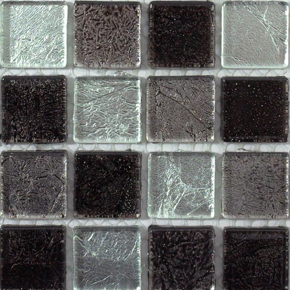 Sample Mozaïektegel Glas Bonnie Kristal Gestructureerde Zwart Zilver Grijs