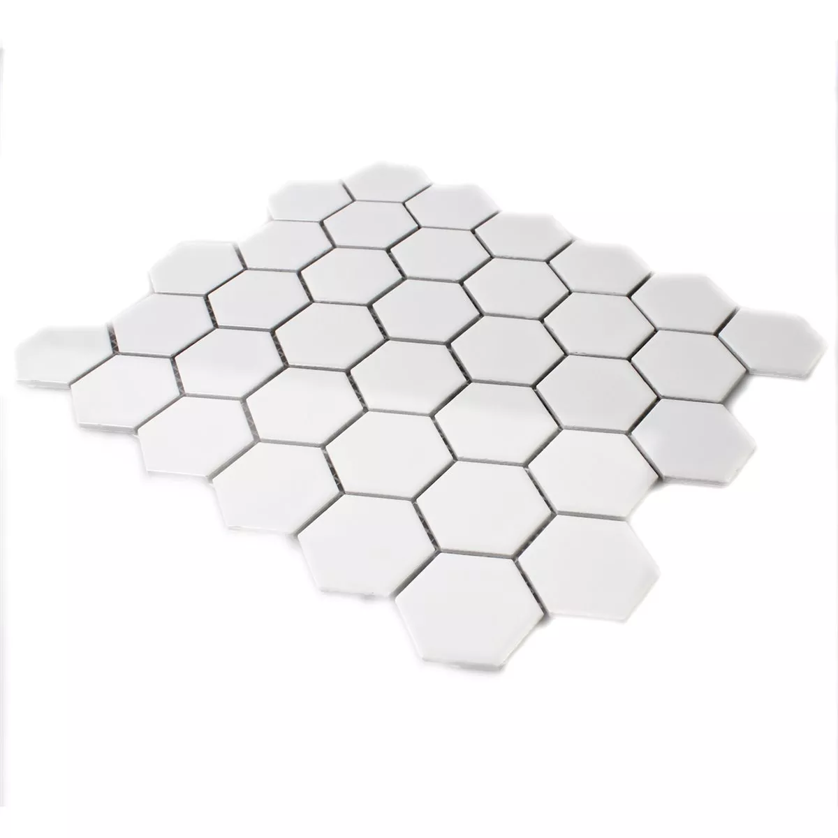 Sample Mozaïektegel Keramiek Hexagon Wit Glanzend