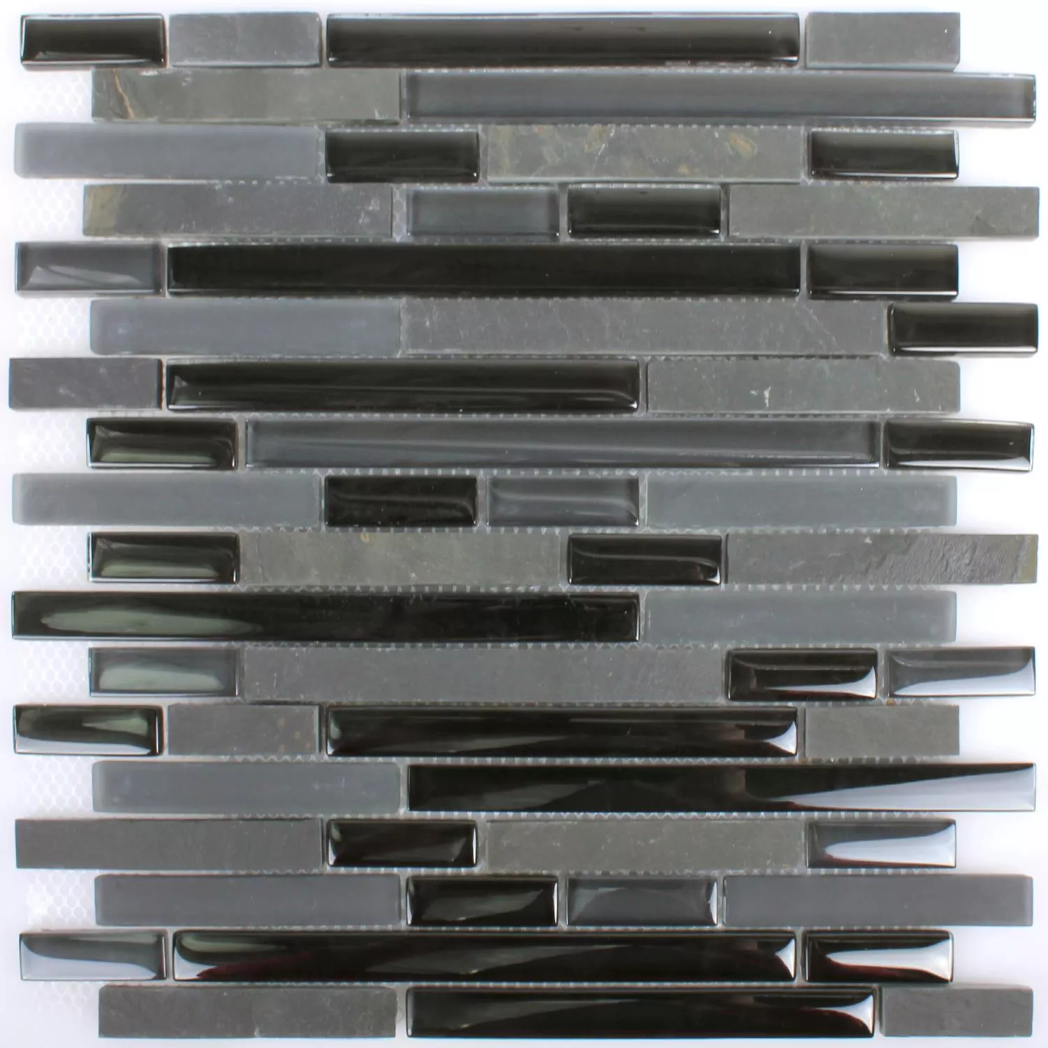 Sample Mozaïektegel Apollo Natuursteen Glasmix Zwart Brick
