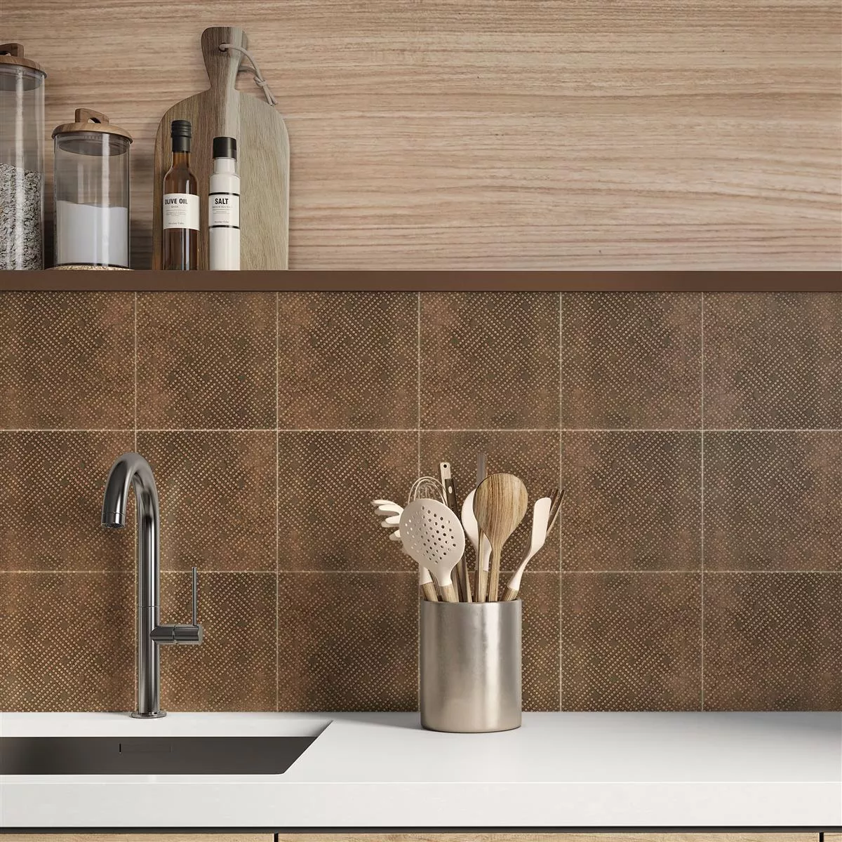 Sample Vloertegels Chicago Metalen Look Bronzen R9 - 18,5x18,5cm