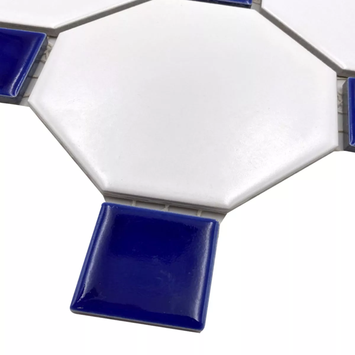 Keramiek Mozaïektegel Octagon Belami Wit Blauw