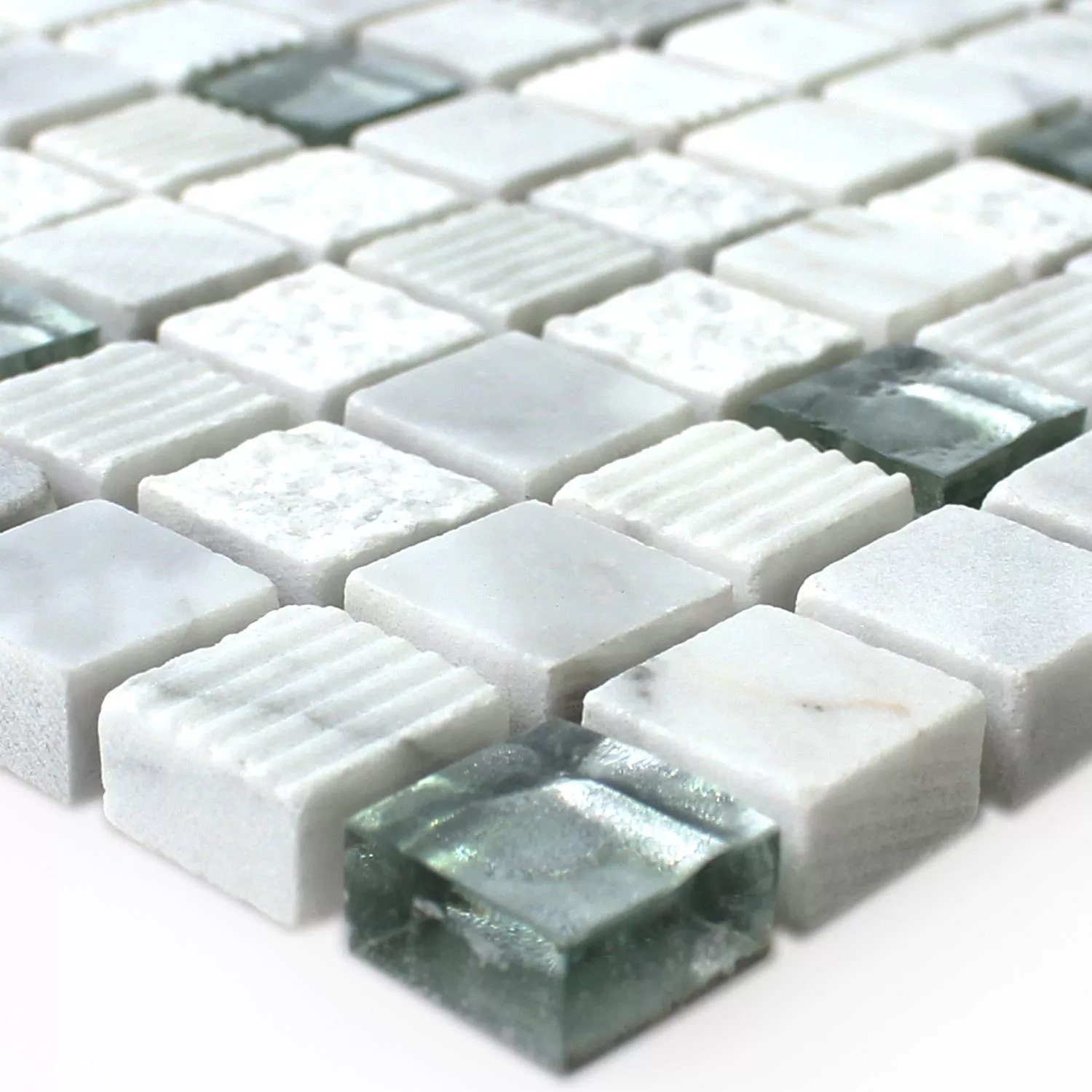 Sample Mozaïektegel Glas Natuursteen Yukon Wit