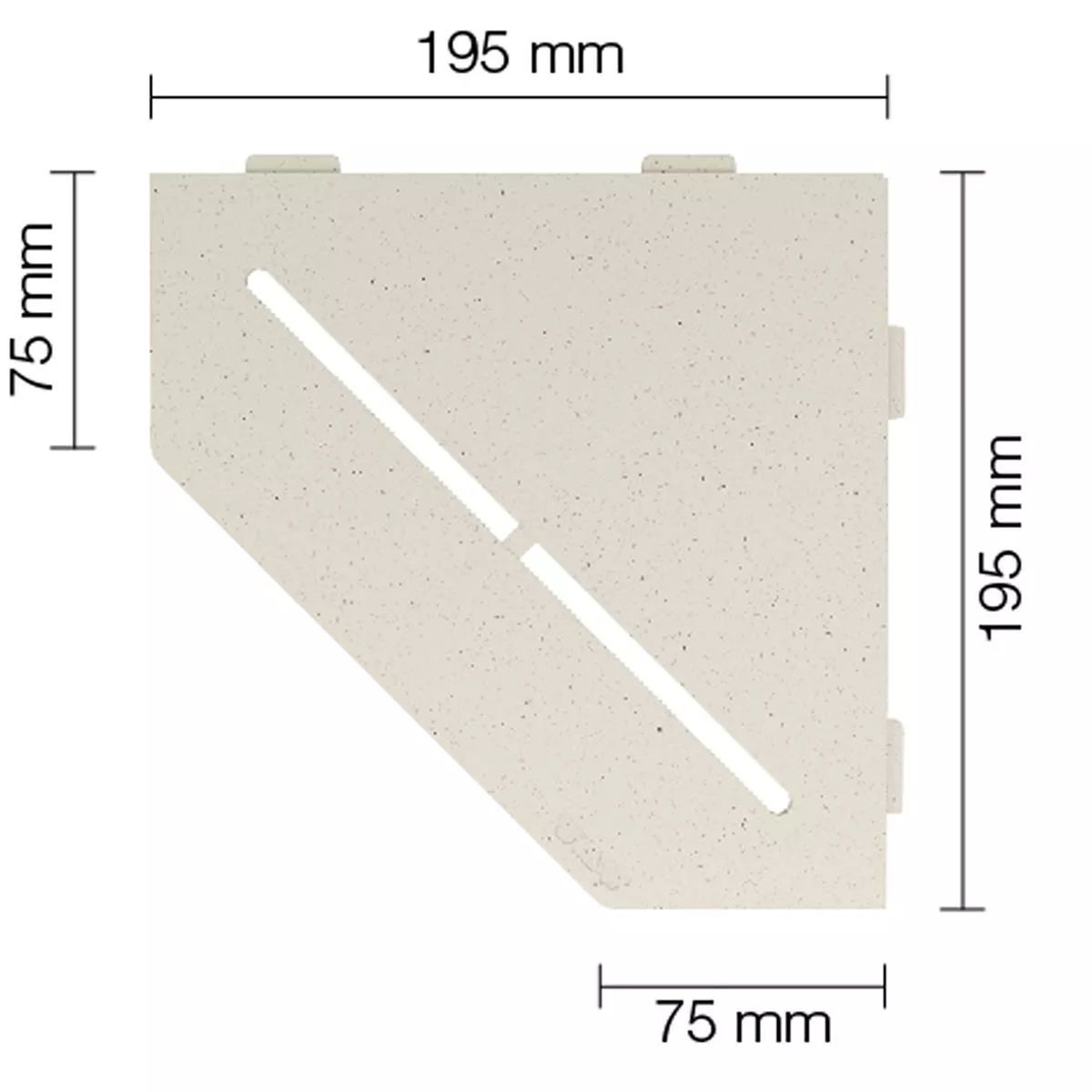 Wandplank doucheplank Schlüter 5-hoekig 19,5x19,5cm puur ivoor