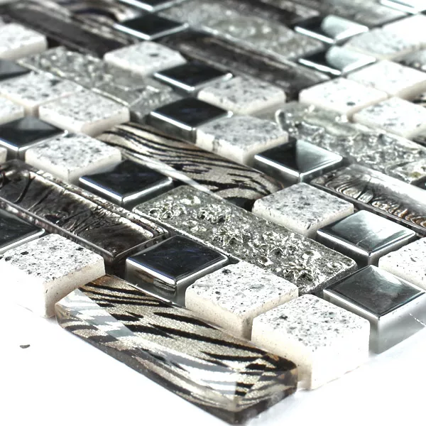 Mozaïektegel Glas Metaal Kwarts Komposit Zilver