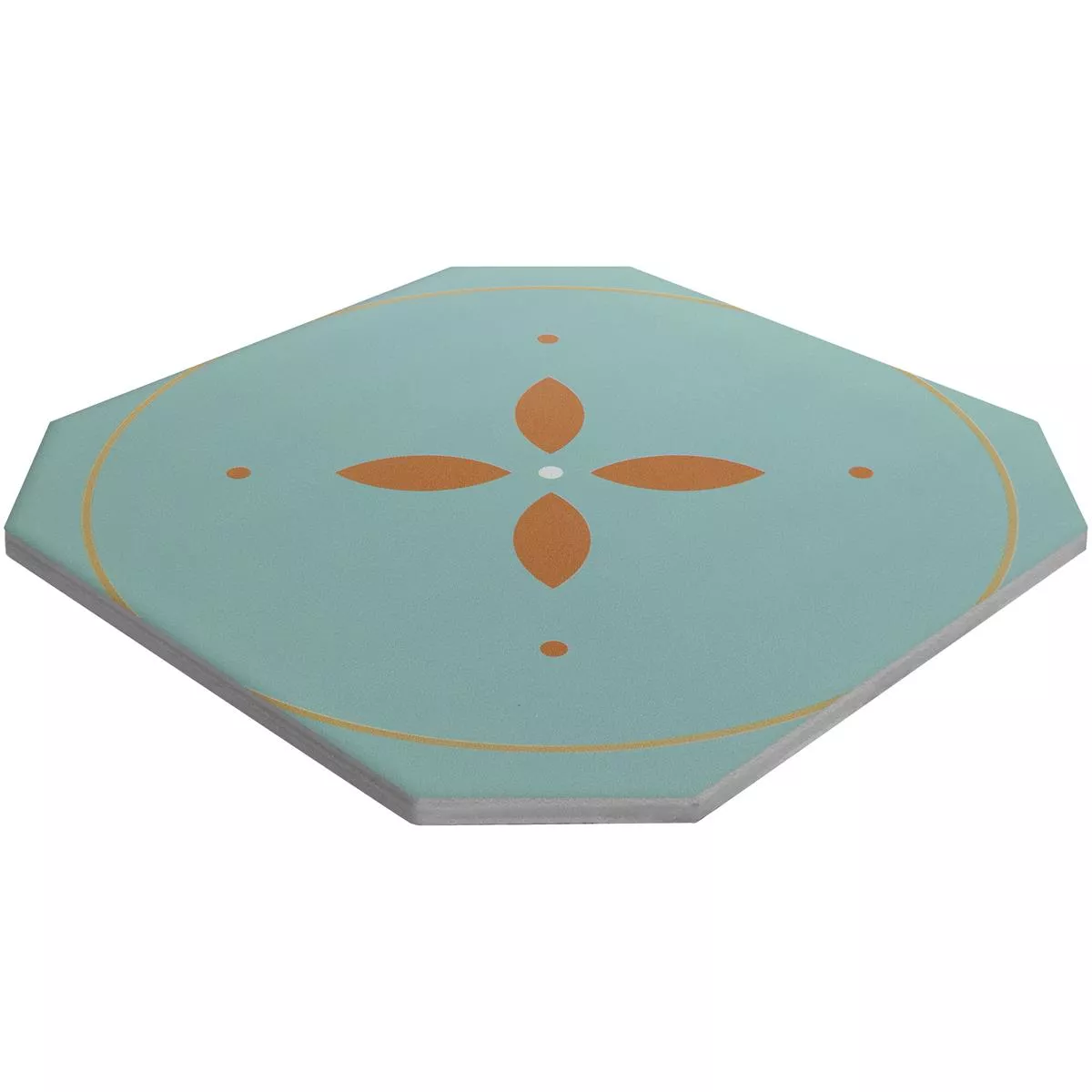 Sample Porselein steengoed Tegels Genexia Decor Turquoise Octagon 20x20cm