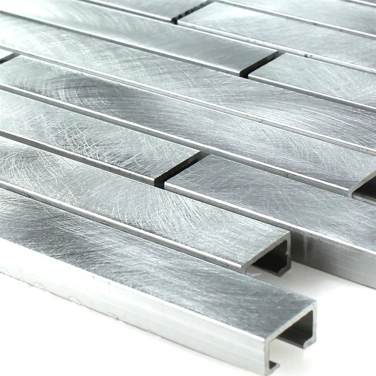 Sample Mozaïektegel Aluminium Metaal Zilver Mix