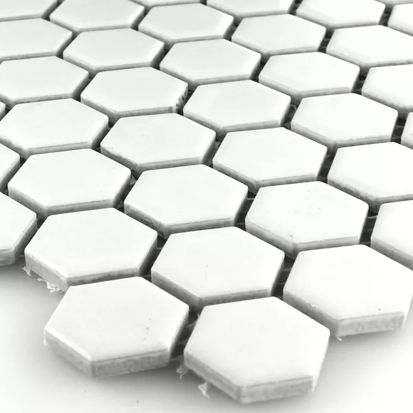 Sample Mozaïektegel Keramiek Hexagon Wit Mat H23