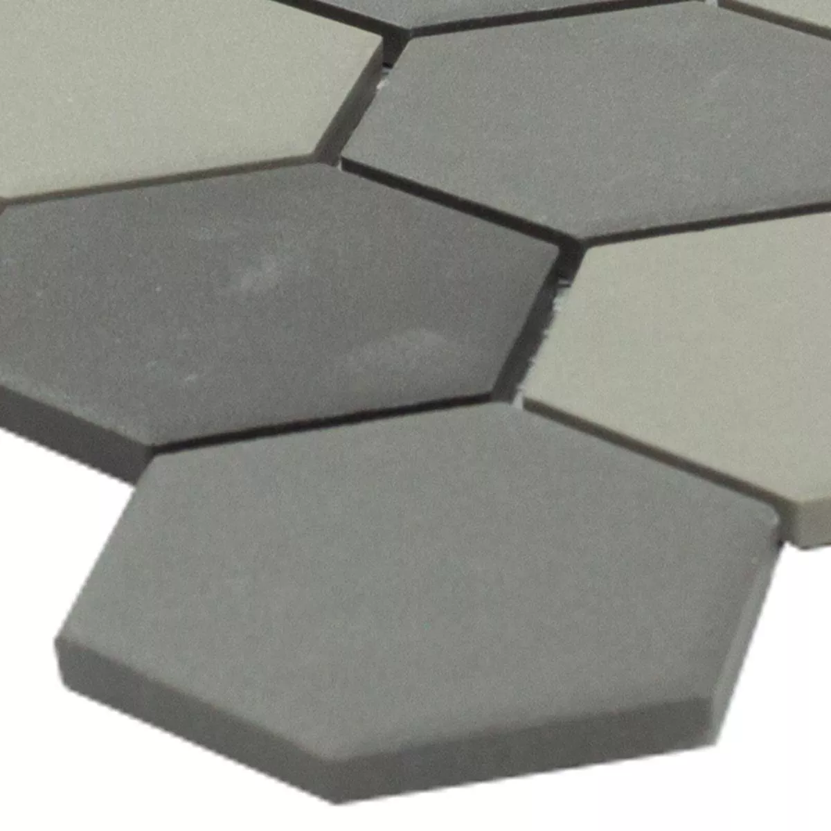 Keramiek Mozaïektegel Hexagon Bern Grijs Zwart Keramiek Mozaïektegel Hexagon Bern Grijs Zwart