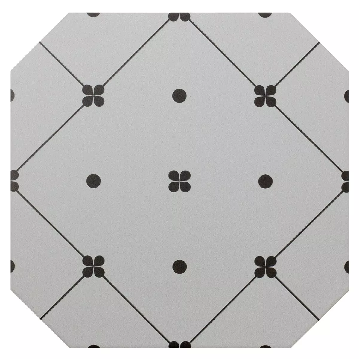 Sample Porselein steengoed Tegels Genexia Zwart Wit Decor 3 Octagon 20x20cm