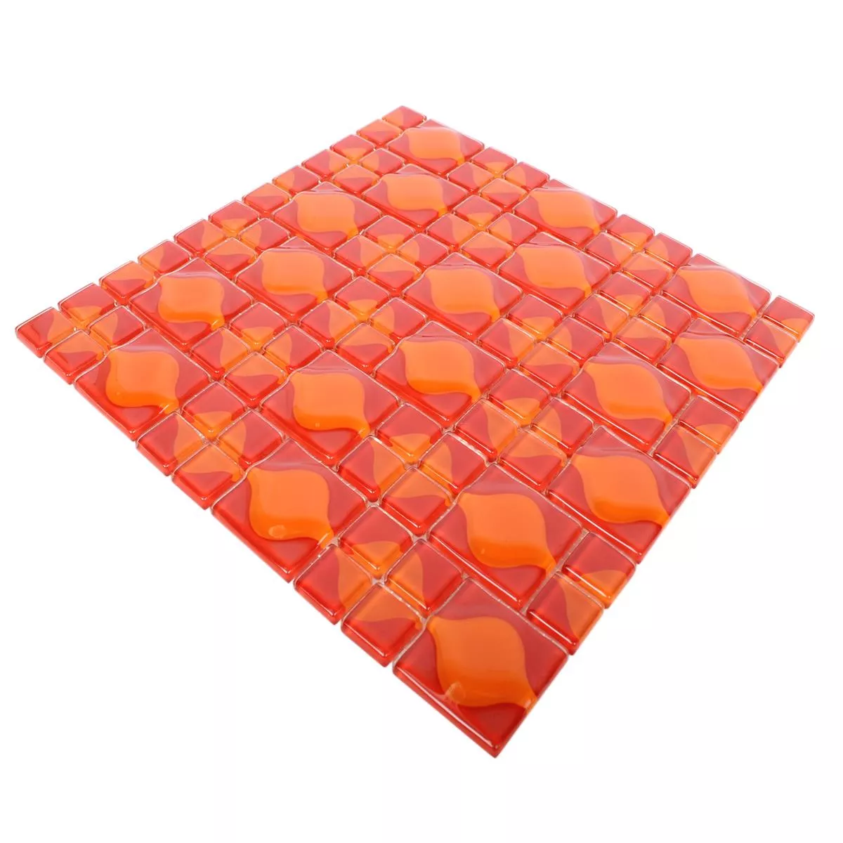 Glasmozaïek Tegels Nokta Rood Oranje 3D