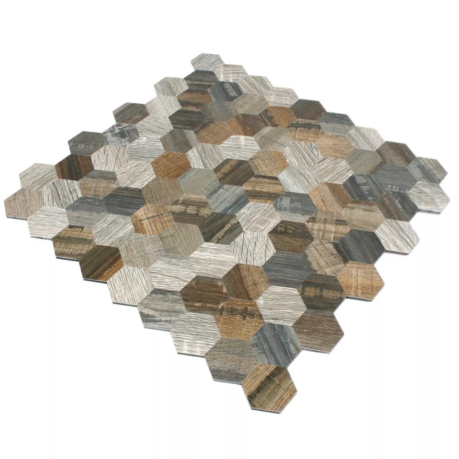 Sample Mozaïektegels Houtlook Hexagon Zelfklevende Morelia
