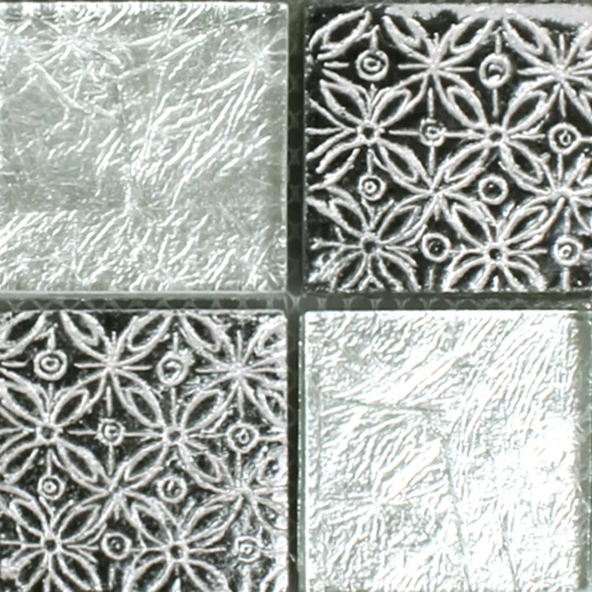Sample Mozaïektegel Glas Natuursteen Friesia Zilver