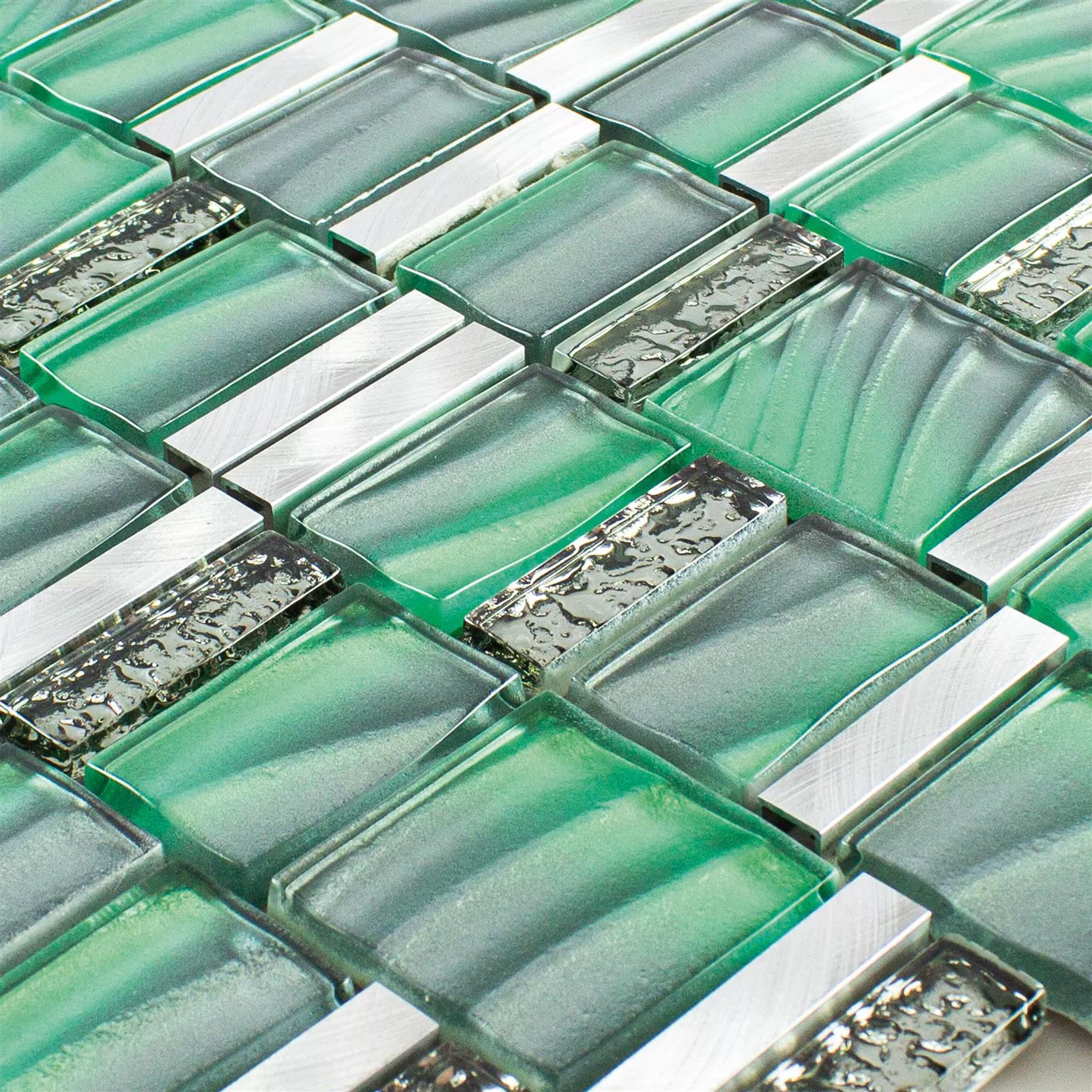 Sample Glas Metaal Mozaïektegel Union Groen Zilver