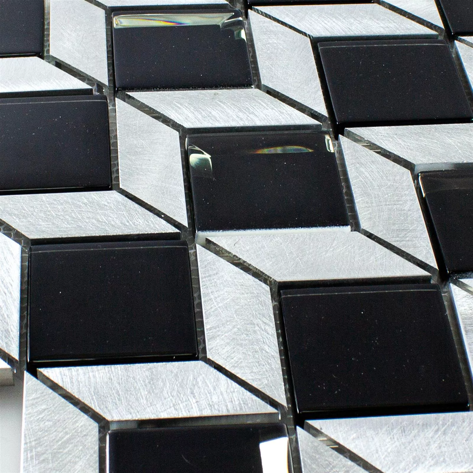 Sample Glas Metaal Mozaïektegel Tanja Zwart Zilver Dobbelen