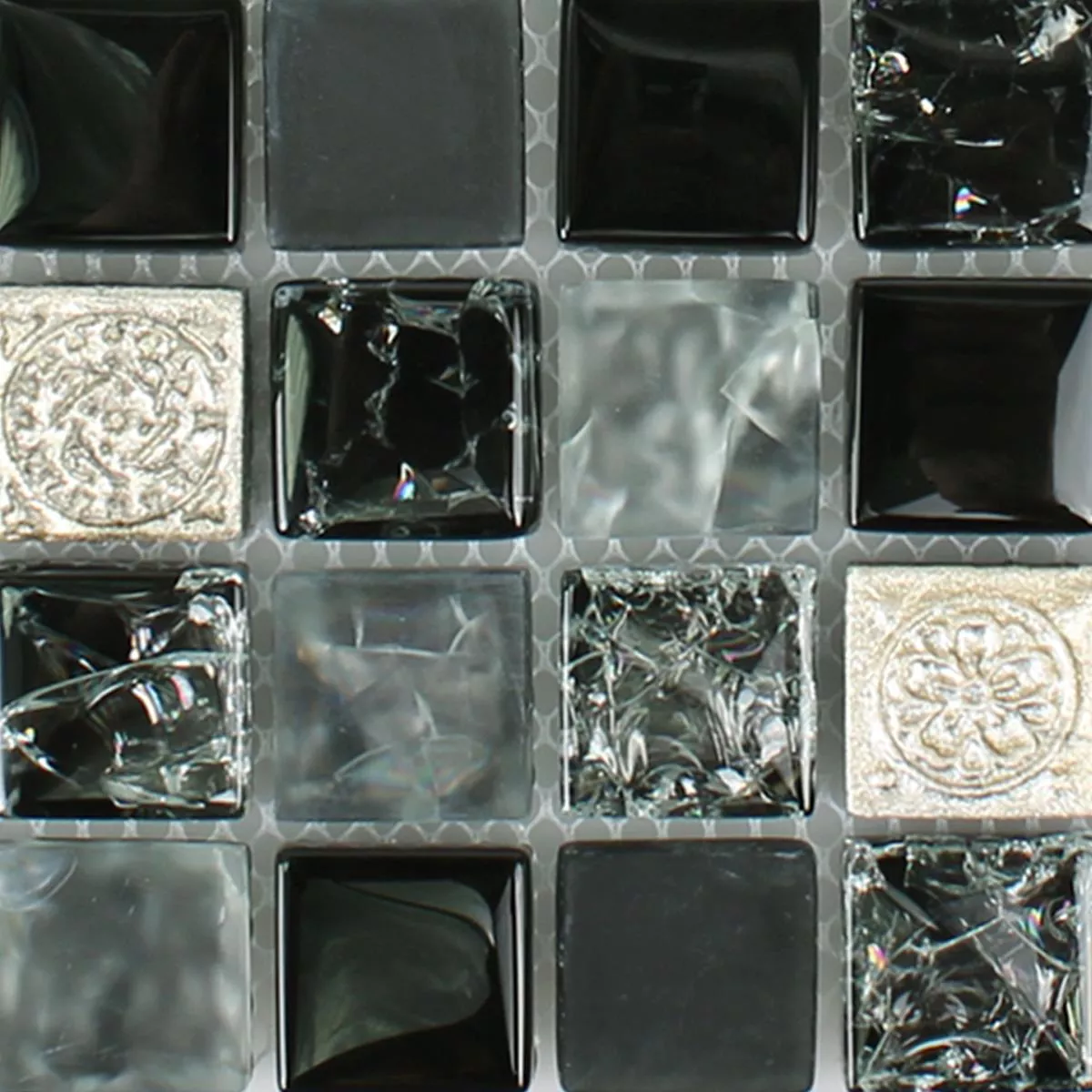 Sample Glas Resin Mozaïektegel Bogardus Zwart Mix