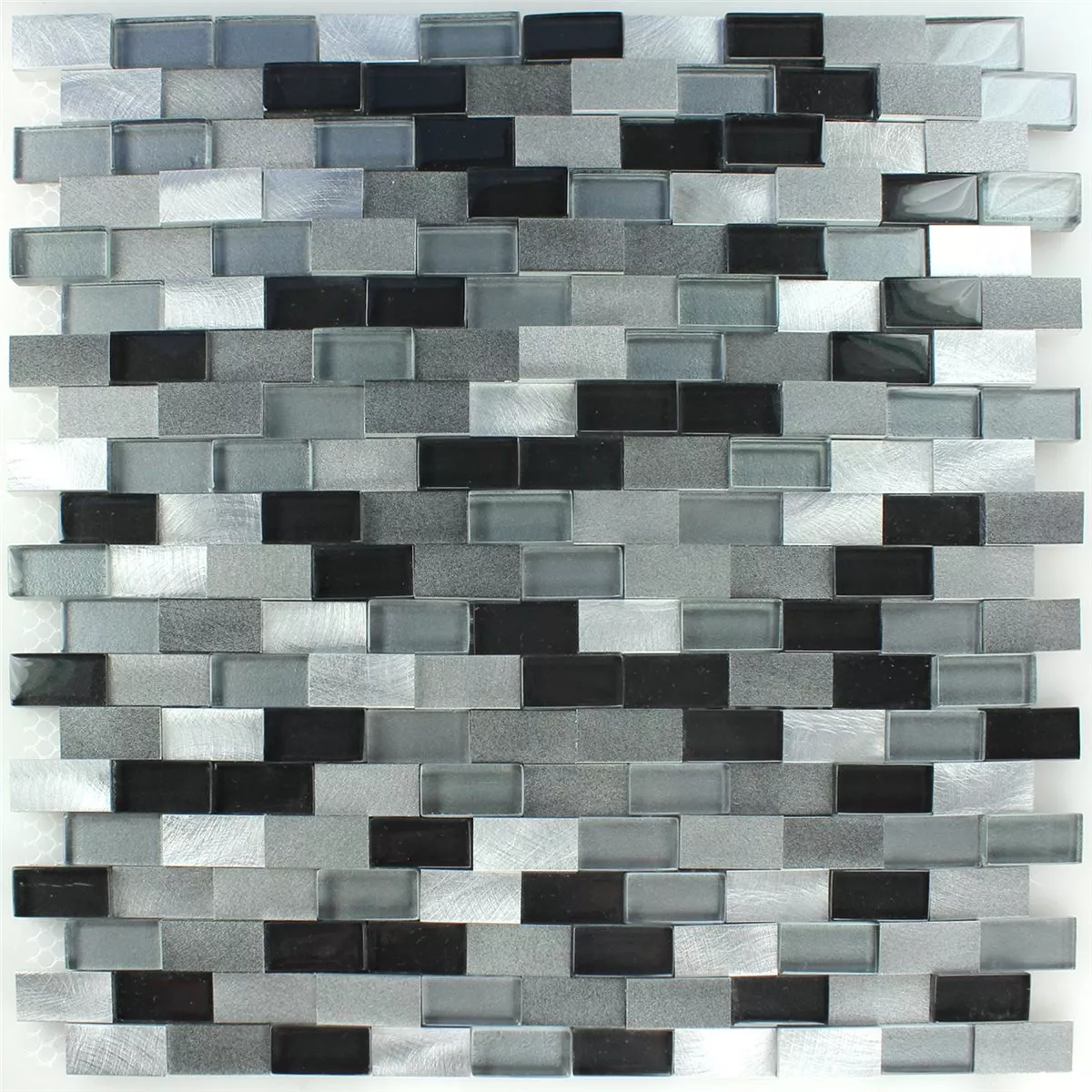 Sample Mozaïektegel Aluminium Glas Design D Zwart Zilver