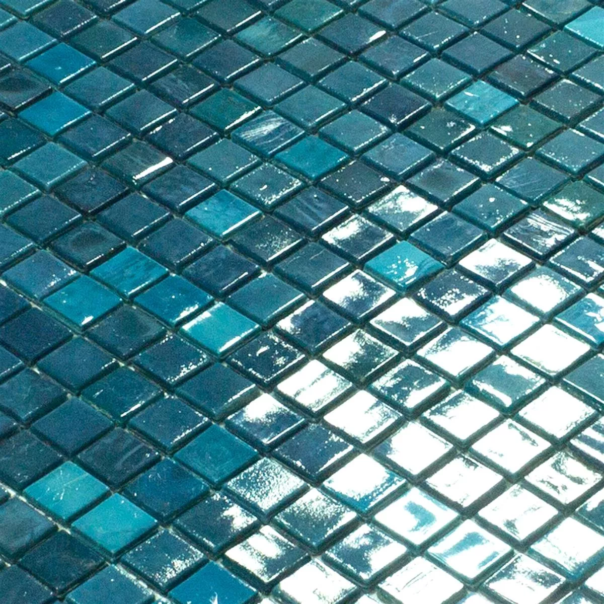 Sample Glasmozaïek Tegels New River Azur Blauw Mix