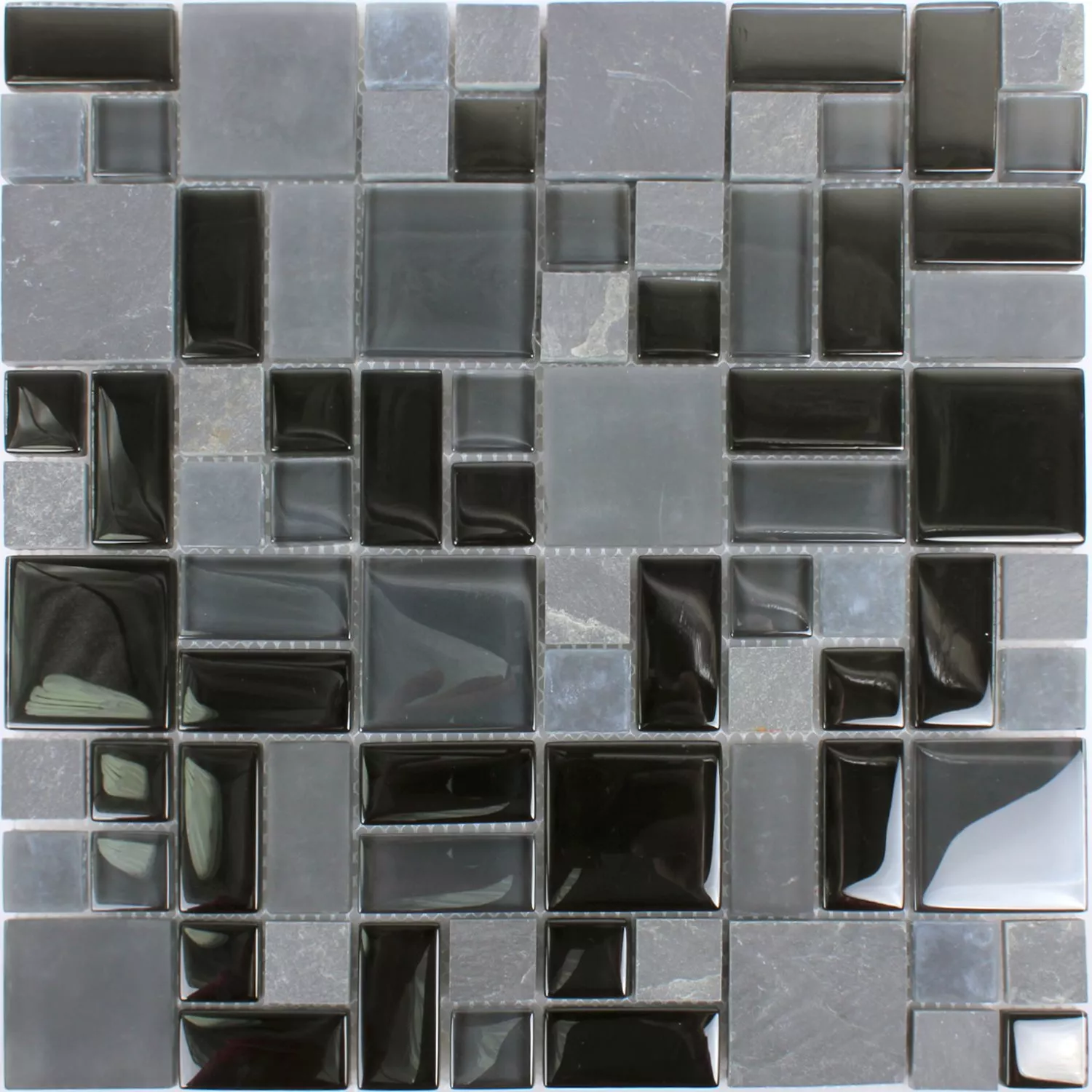 Sample Mozaïektegel Apollo Natuursteen Glasmix Zwart
