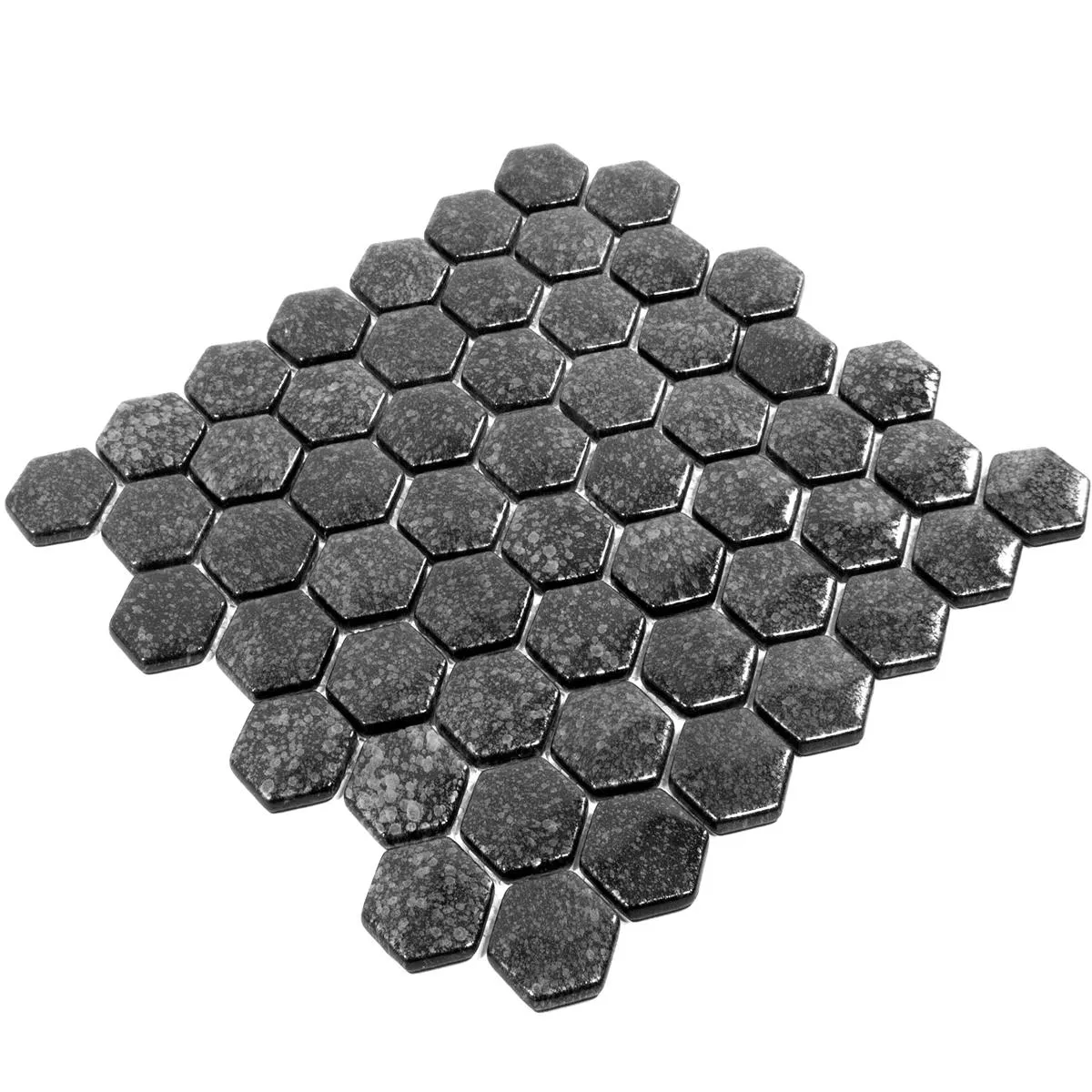 Sample Glasmozaïek Tegels Leopard Hexagon 3D Grijs