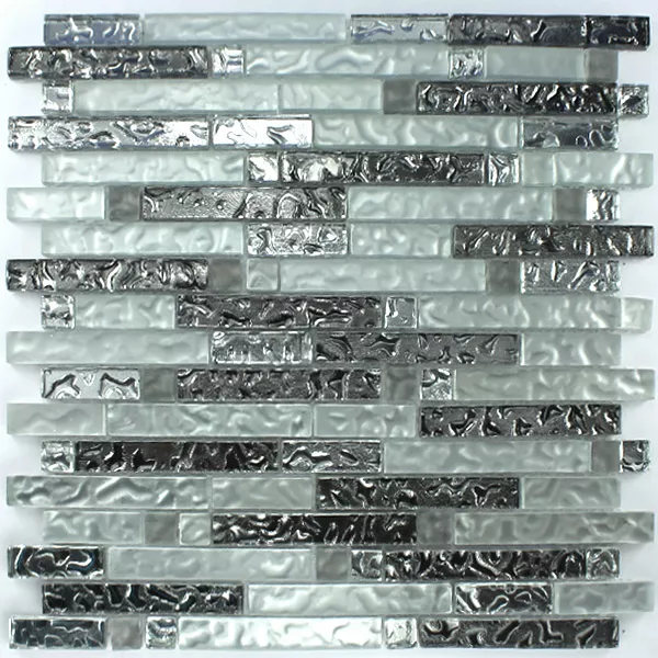 Glasmozaïek Tegels Zilver Metaal Waterdruppels