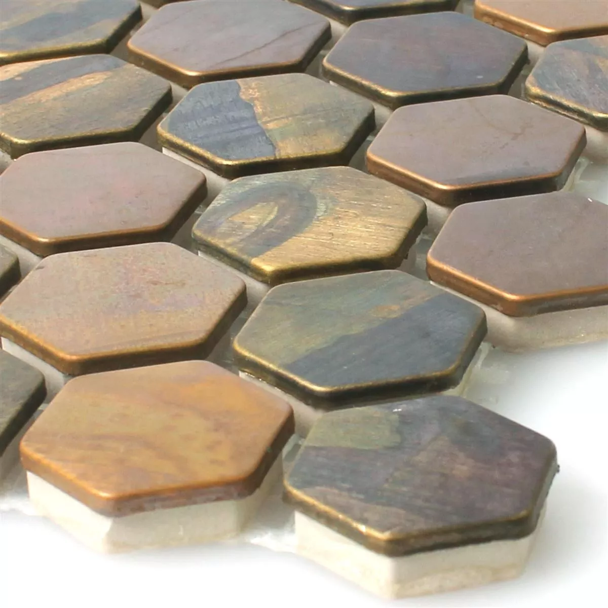 Mozaïektegels Koperen Merkur Hexagon Bruin 24