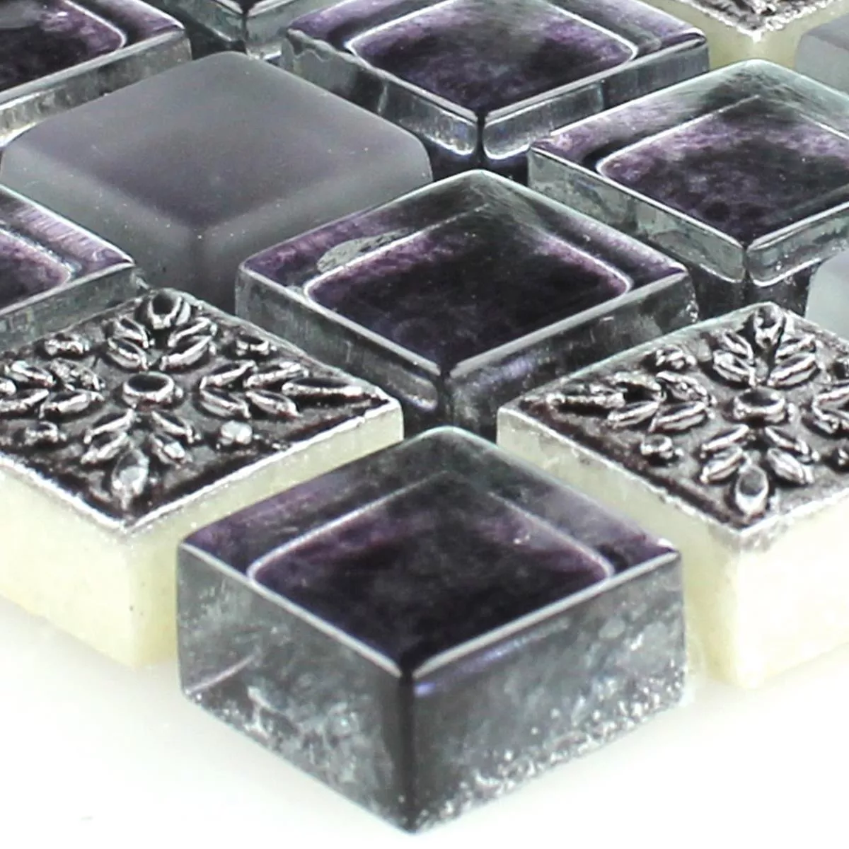 Sample Mozaïektegel Glas Natuursteen Ornament Purper Mix