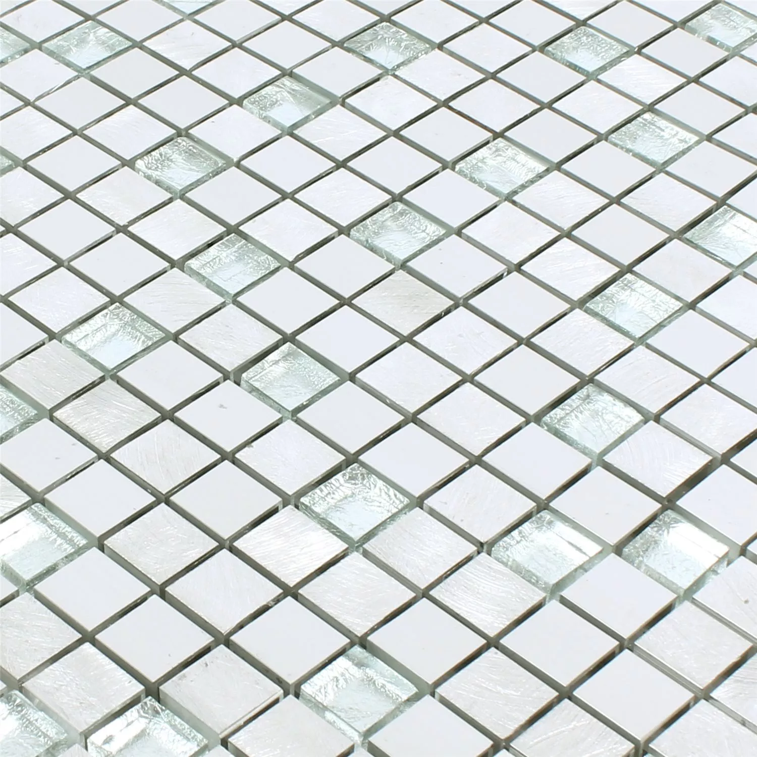Mozaïektegel Lissabon Aluminium Glas Mix Zilver