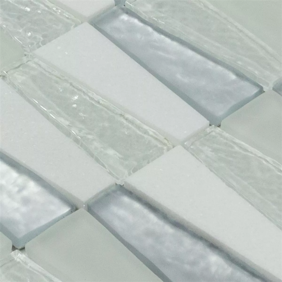 Sample Glas Natuursteen Mozaïek Tegels Marseille Wit Mix 