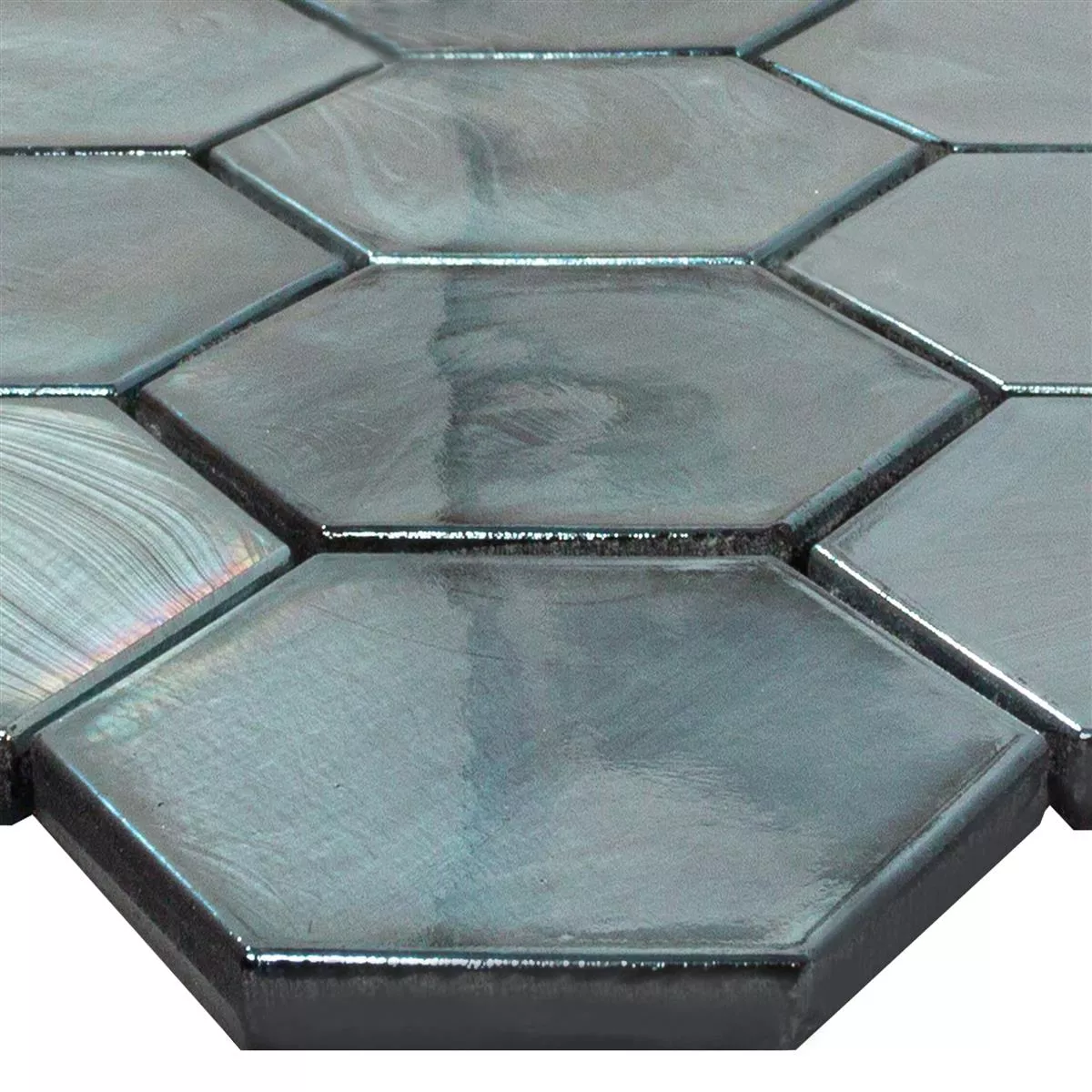 Glasmozaïek Tegels Andalucia Hexagon Zwart Glasmozaïek Tegels Andalucia Hexagon Zwart