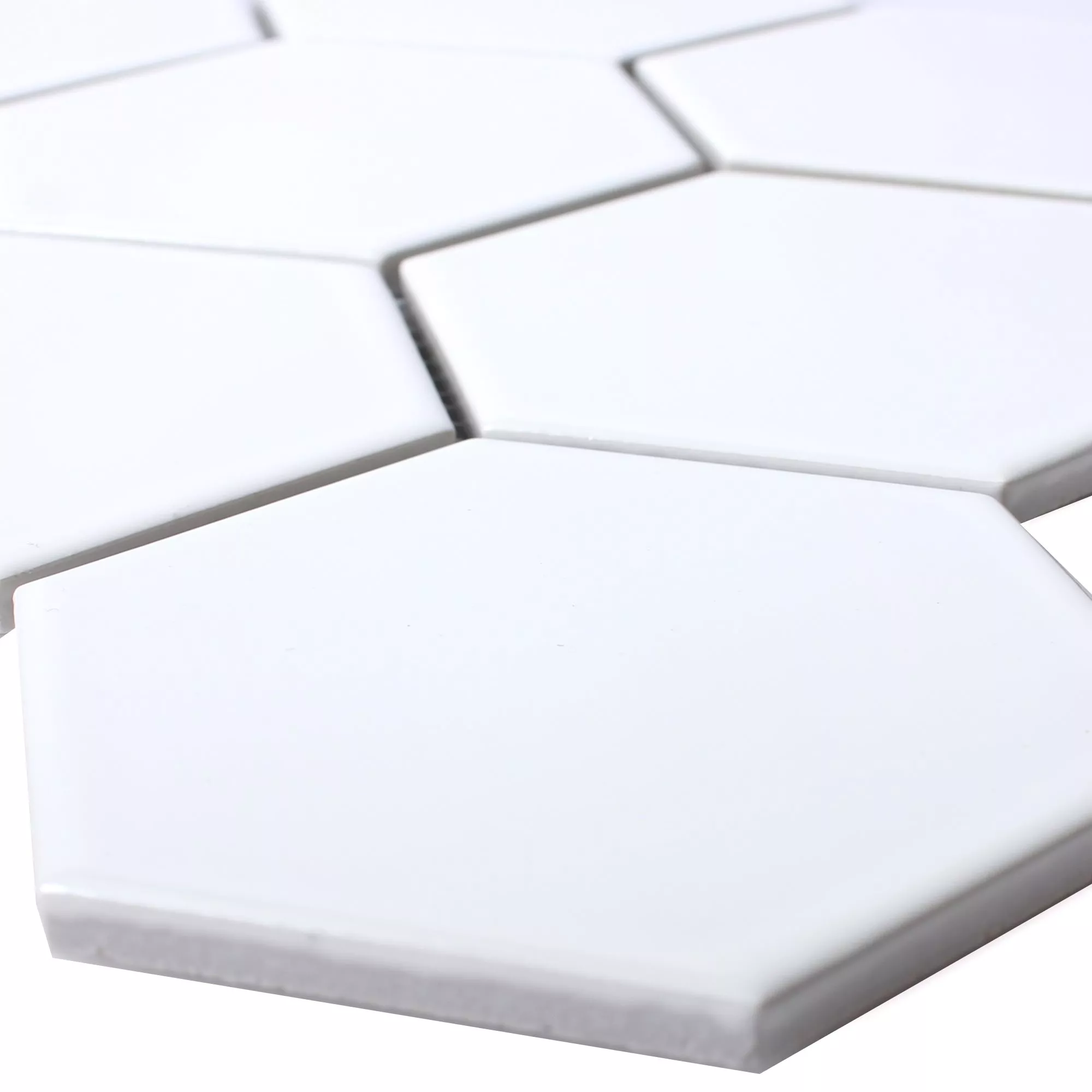 Sample Keramiek Mozaïektegels Hexagon Salamanca Wit Mat H95